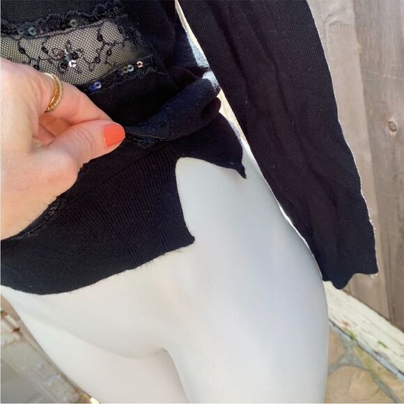 Mango black lightweight sweater with lace detailing size XS - Picture 3 of 6